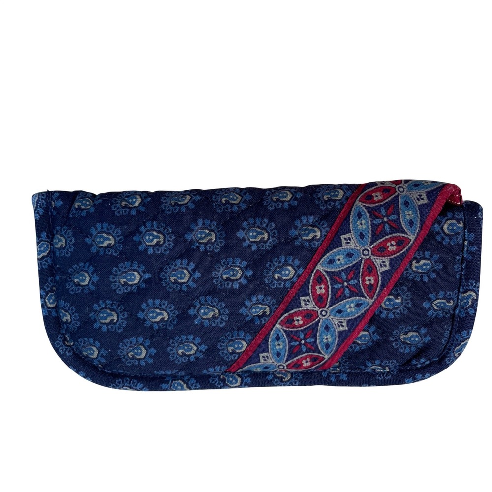 Vera Bradley Blue Quilted Cotton Eyeglass Case Navy Paisley Soft Sleeve